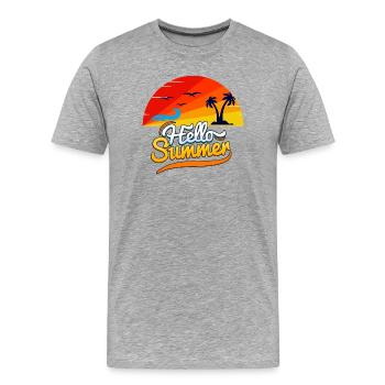Hallo Sommer – Tropische Sonnenstrahlen - Männer Premium Bio T-Shirt - Grau meliert - Vorne - Damien (186cm)