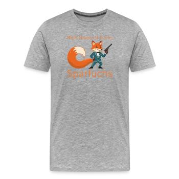 Fuchs Geheimagent im Anzug aka der Sparfuchs - Männer Premium Bio T-Shirt - Grau meliert - Vorne - Damien (186cm)