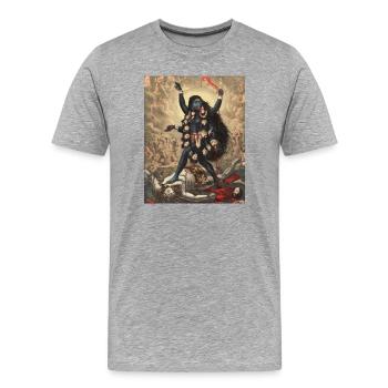 Kali, the wrathful protector - Men's Premium Organic T-Shirt - heather grey - Front - Damien (186cm)
