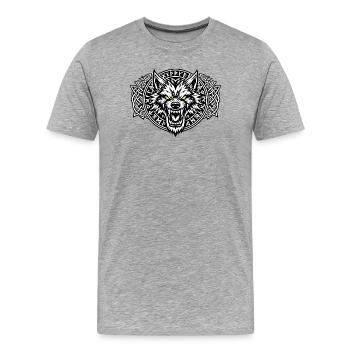 Fenrir-Wolf-Wikinger - Männer Premium Bio T-Shirt - Grau meliert - Vorne - Damien (186cm)