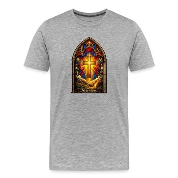 Resurrection He is Risen Easter Jesus - Men's Premium Organic T-Shirt - heather grey - Front - Damien (186cm)