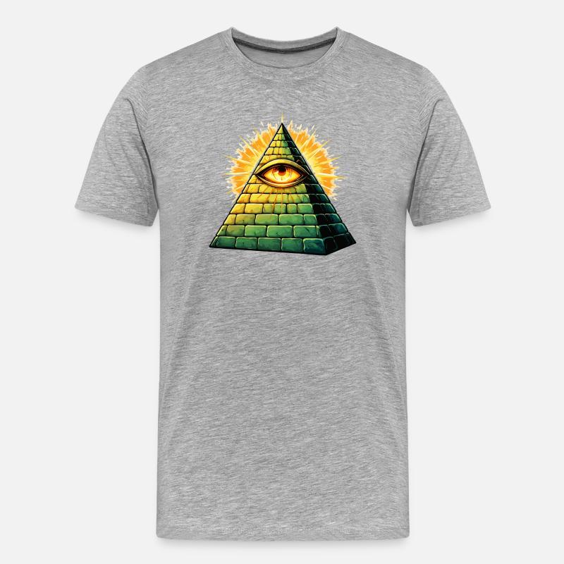 illuminati-pyramide - Männer Premium Bio T-Shirt - Grau meliert