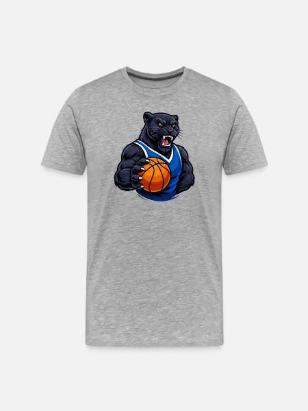Panther with basketball motif - Men's Premium Organic T-Shirt - heather grey
