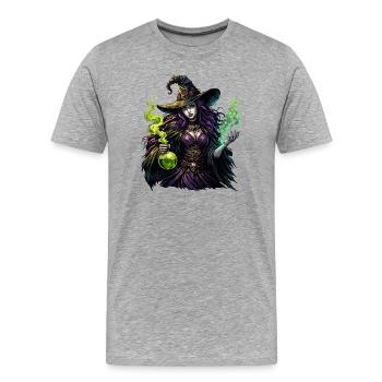 Witch with Potion - Men's Premium Organic T-Shirt - heather grey - Front - Damien (186cm)
