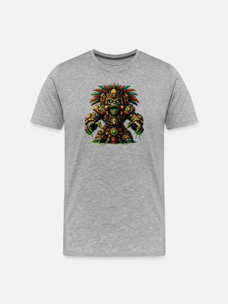 Totemkrieger der Dschungel Azteken - Männer Premium Bio T-Shirt - Grau meliert