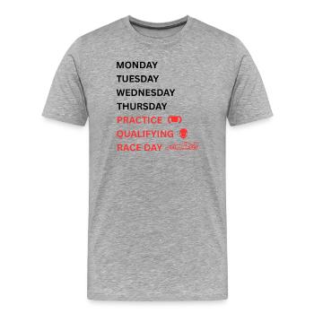 Rennpraxis Qualifying Race Day - Men's Premium Organic T-Shirt - heather grey - Front - Damien (186cm)
