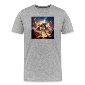 Reine Solaire dans le Désert Stellaire - T-shirt bio Premium Homme - gris chiné - Devant - Damien (186cm)