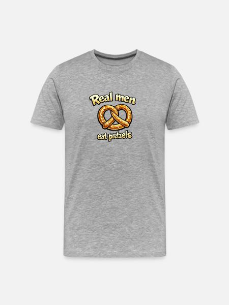 Echte Männer essen Brezeln - Männer Premium Bio T-Shirt - Grau meliert