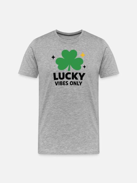 Lucky Vibes Only - Men's Premium Organic T-Shirt - heather grey