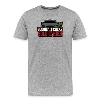 Car Flipper Flip Cars Revendeur de voitures - T-shirt bio Premium Homme - gris chiné - Devant - Damien (186cm)