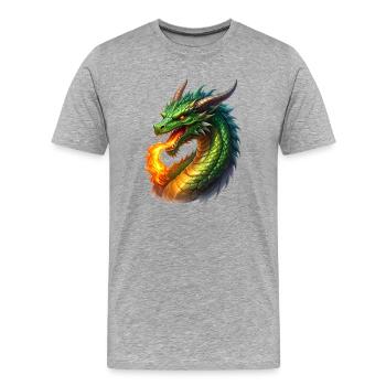 Fire-breathing dragon - Men's Premium Organic T-Shirt - heather grey - Front - Damien (186cm)