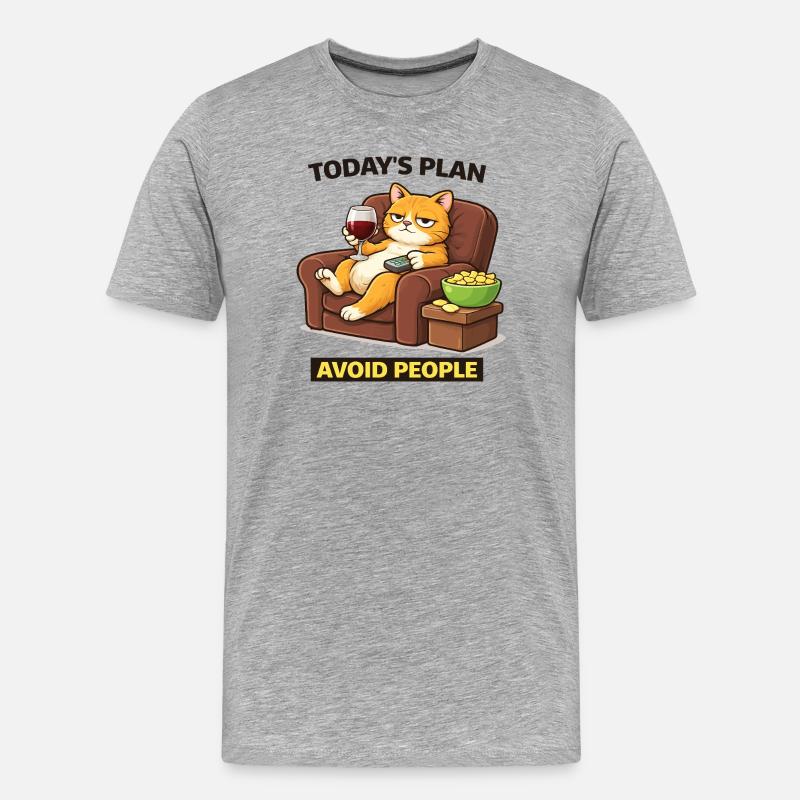 Today's Plan Avoid People Cat - Men's Premium Organic T-Shirt - heather grey