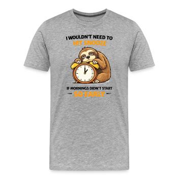 Appuyez sur Snooze si tôt paresseux - T-shirt bio Premium Homme - gris chiné - Devant - Damien (186cm)