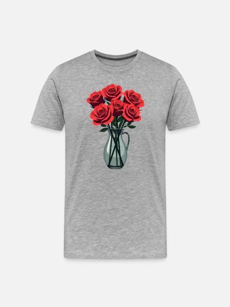 Red Roses - Men's Premium Organic T-Shirt - heather grey