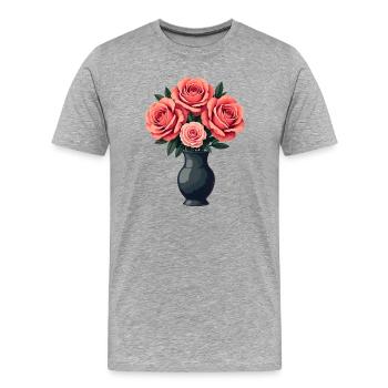 Rosa Rosen - Männer Premium Bio T-Shirt - Grau meliert - Vorne - Damien (186cm)