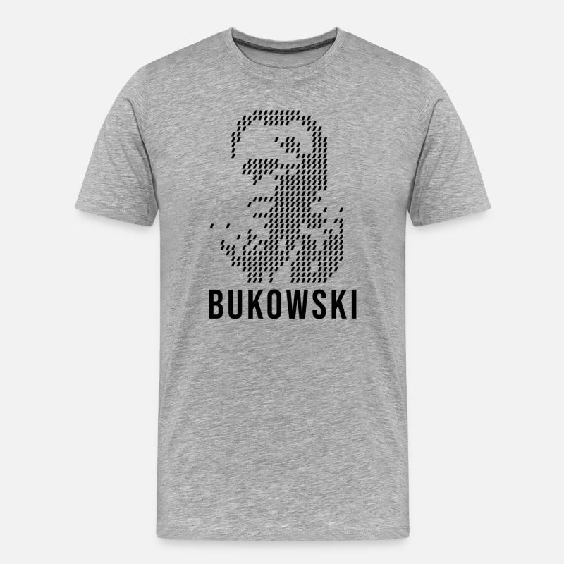 Ritratto geometrico di Charles Bukowski - Maglietta ecologica premium da uomo - grigio melange