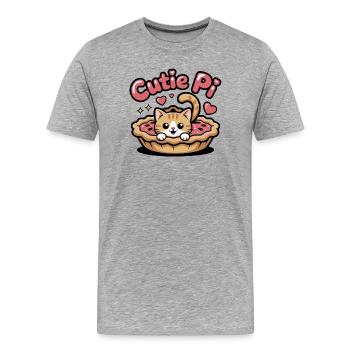 Cutie Pi Cat - T-shirt bio Premium Homme - gris chiné - Devant - Damien (186cm)