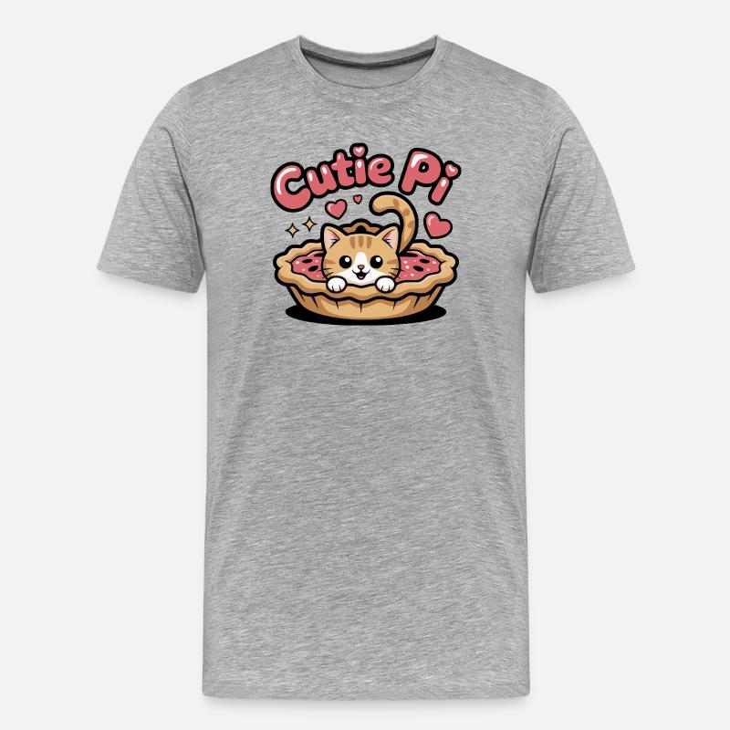 Cutie Pi Katze - Männer Premium Bio T-Shirt - Grau meliert