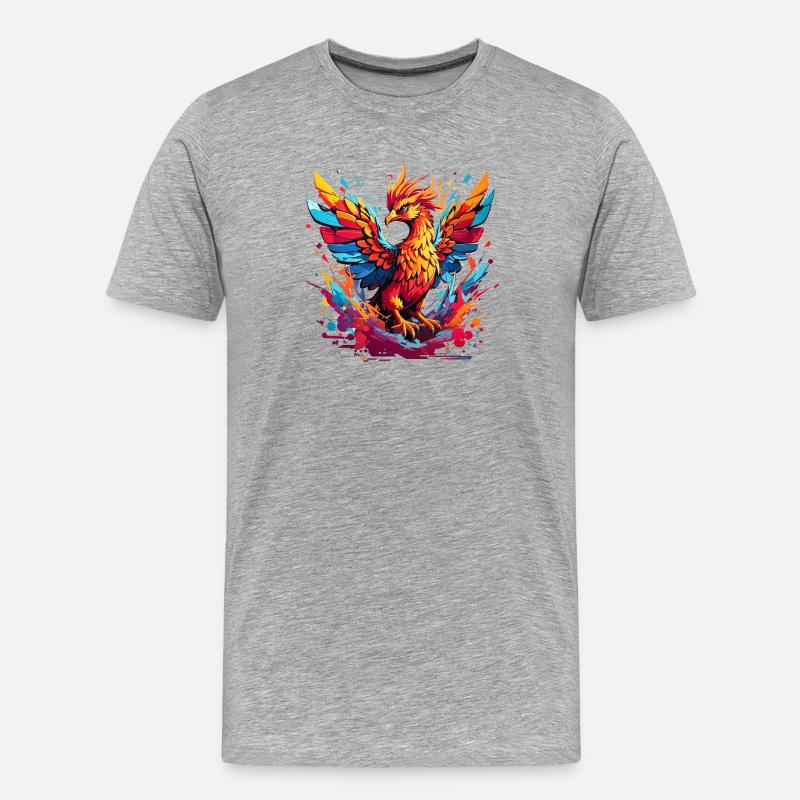 Feuerphönix Farbexplosion - Männer Premium Bio T-Shirt - Grau meliert