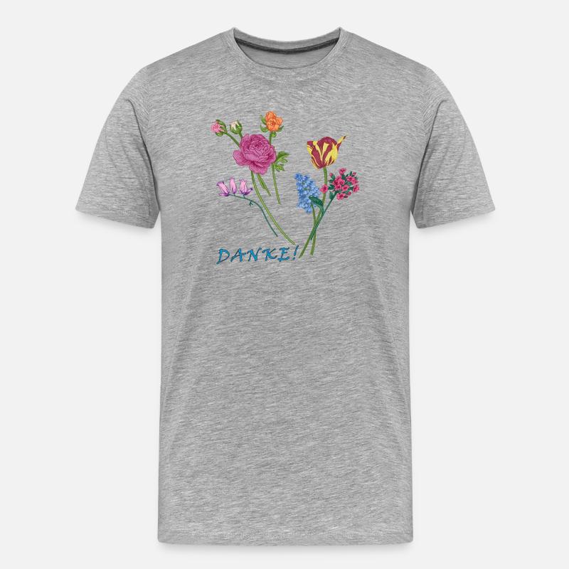 Danke mit einem Blumenstrauß  - Männer Premium Bio T-Shirt - Grau meliert