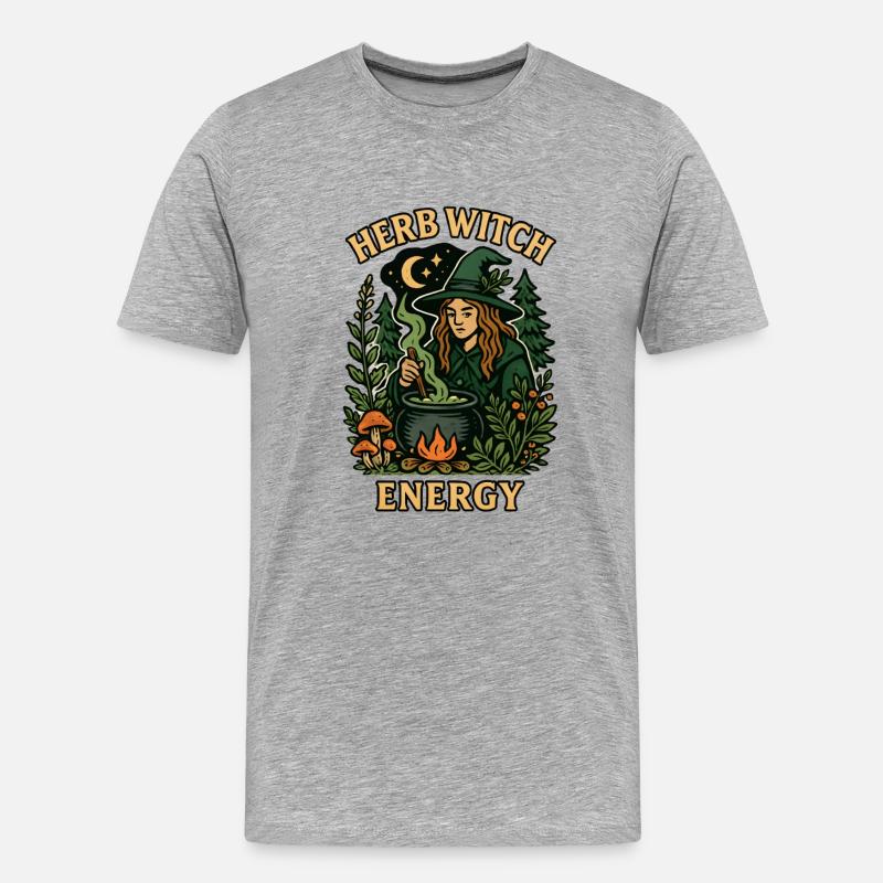 Kräuterhexe Energie - Männer Premium Bio T-Shirt - Grau meliert