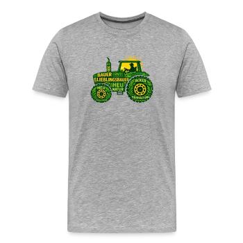 Lieblingsbauer Traktor Geschenk für Landwirte - Männer Premium Bio T-Shirt - Grau meliert - Vorne - Damien (186cm)