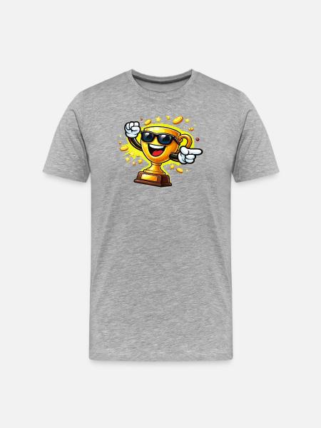 Goldene Trophäe mit Sonnenbrille - Männer Premium Bio T-Shirt - Grau meliert