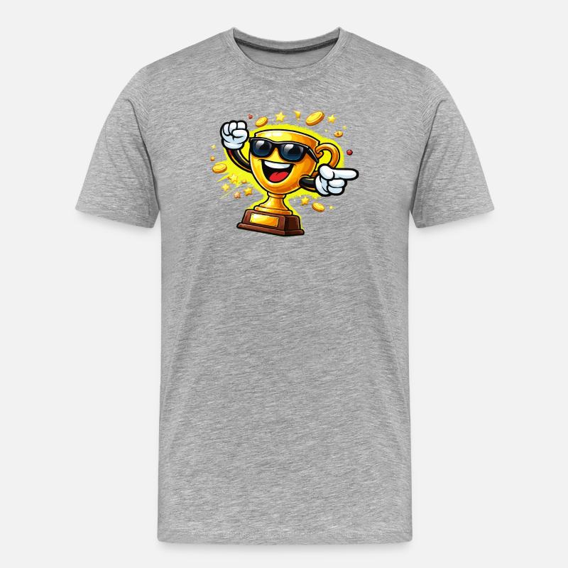 Goldene Trophäe mit Sonnenbrille - Männer Premium Bio T-Shirt - Grau meliert