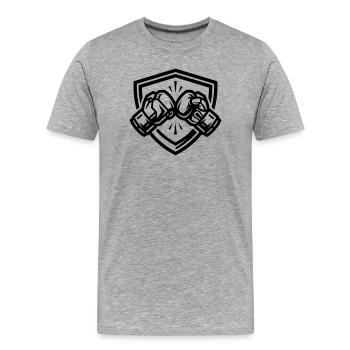 Boxhandschuhe Wappen - Männer Premium Bio T-Shirt - Grau meliert - Vorne - Damien (186cm)