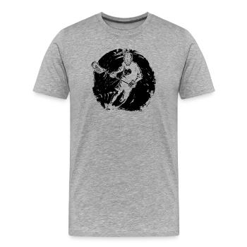Lacrosse Spieler Zeichnung - Männer Premium Bio T-Shirt - Grau meliert - Vorne - Damien (186cm)
