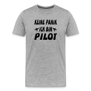 Pilot - Männer Premium Bio T-Shirt - Grau meliert - Vorne - Damien (186cm)