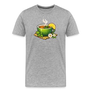 Grüner Kräutertee mit Zitrus - Männer Premium Bio T-Shirt - Grau meliert - Vorne - Damien (186cm)