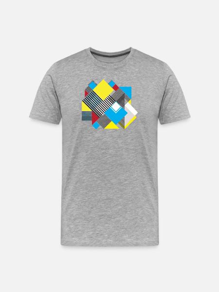 Geometrische Farbquadrat-Komposition - Männer Premium Bio T-Shirt - Grau meliert