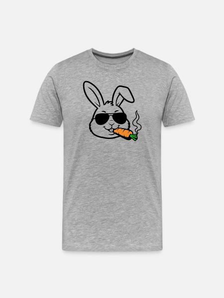 Hase Brille Karotte Comic - Männer Premium Bio T-Shirt - Grau meliert