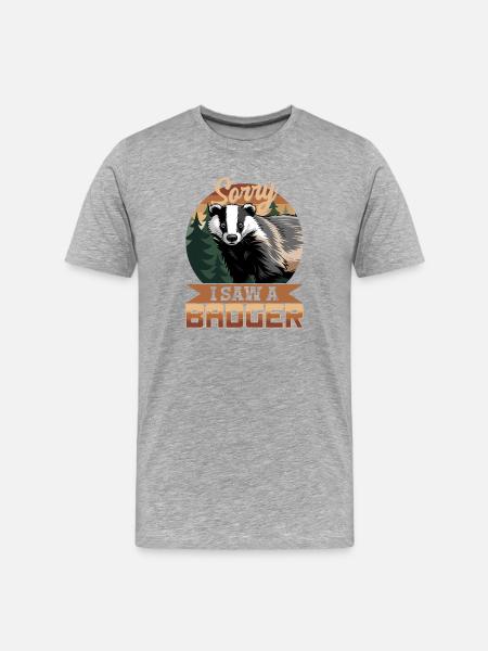 Funny Animal Badger - Männer Premium Bio T-Shirt - Grau meliert