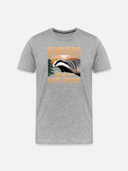 Funny Animal Badger - Men's Premium Organic T-Shirt - heather grey