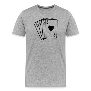 Cartes de poker - T-shirt bio Premium Homme - gris chiné - Devant - Damien (186cm)