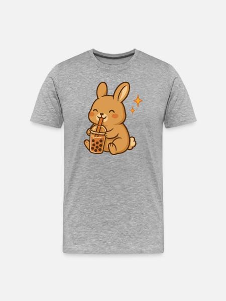 Bunny with Bubble Tea Kawaii Bunny - Men's Premium Organic T-Shirt - heather grey