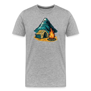 Mountain camping fire pit - Men's Premium Organic T-Shirt - heather grey - Front - Damien (186cm)