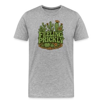 Fierté des cactus : se sentir piquant - T-shirt bio Premium Homme - gris chiné - Devant - Damien (186cm)