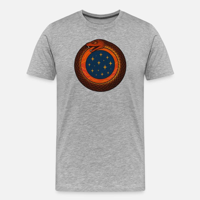 Kosmisches Ouroboros-Emblem - Männer Premium Bio T-Shirt - Grau meliert