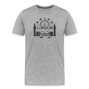 Londres Nuit Roue Big Ben - T-shirt bio Premium Homme - gris chiné - Devant - Damien (186cm)