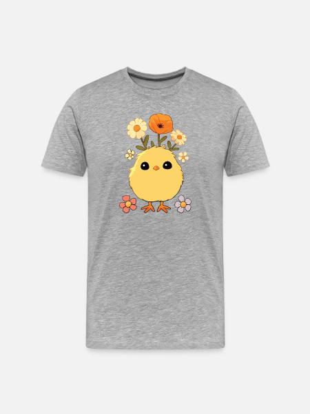 Chick, Spring, Flowers, Summer, Easter, Garden - Men's Premium Organic T-Shirt - heather grey