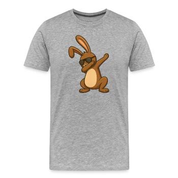 Osterhase Ostern Tanzender Osterhase Dab - Männer Premium Bio T-Shirt - Grau meliert - Vorne - Damien (186cm)