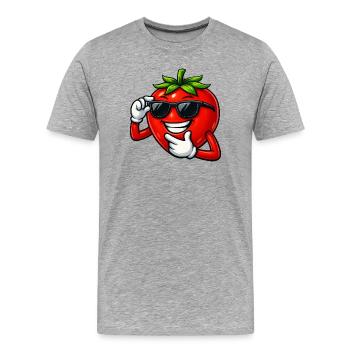Sympa divertissement de bande dessinée tomate et légumes - T-shirt bio Premium Homme - gris chiné - Devant - Damien (186cm)