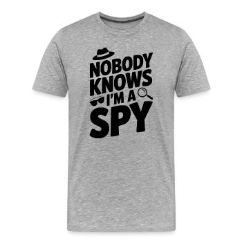 Personne ne sait que je suis un espion - T-shirt bio Premium Homme - gris chiné - Devant - Damien (186cm)