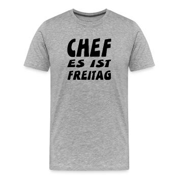 Chef - Männer Premium Bio T-Shirt - Grau meliert - Vorne - Damien (186cm)