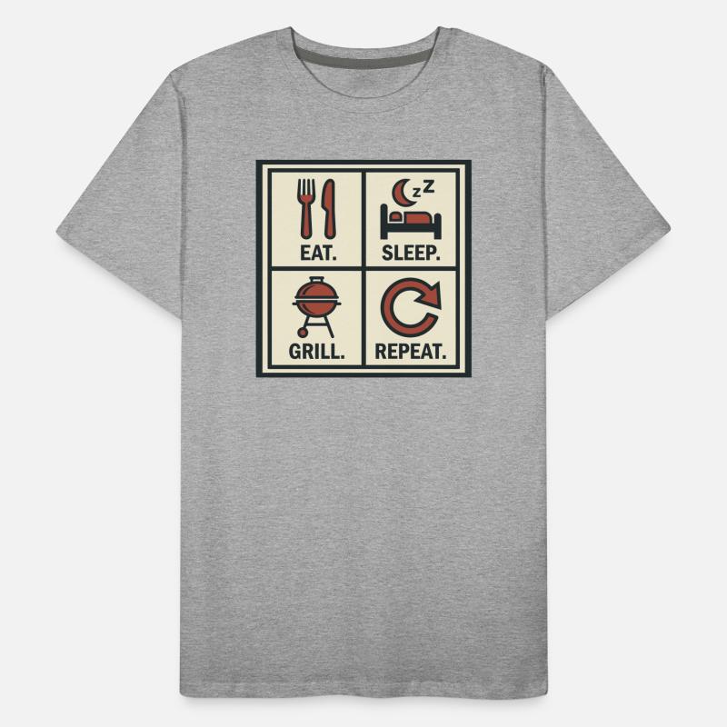 Eat Sleep Grill Start Again Barbecue Men's Premium Organic T-Shirt
