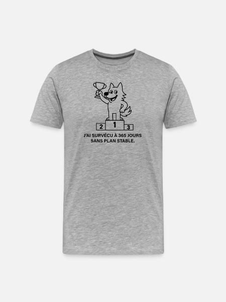 Loup vainqueur sans plan stable - T-shirt bio Premium Homme - gris chiné