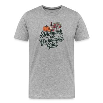  Steiermark Griin Gschmackig Guat Kürbis Apfelbaum - Männer Premium Bio T-Shirt - Grau meliert - Vorne - Damien (186cm)